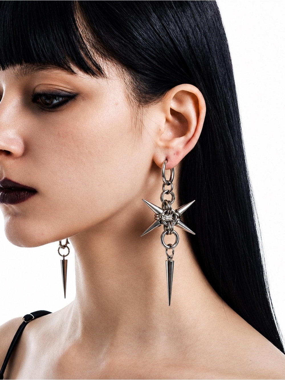 Handmade Nocturne Spike Star Drop Earrings